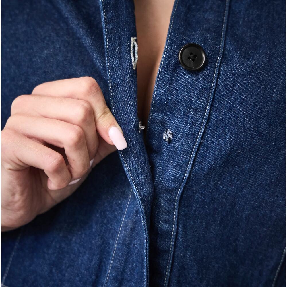 Maxwell and Geraldine Tuckernuck Amelia Denim Jean Button Midi Shirt Dress L - Picture 11 of 13